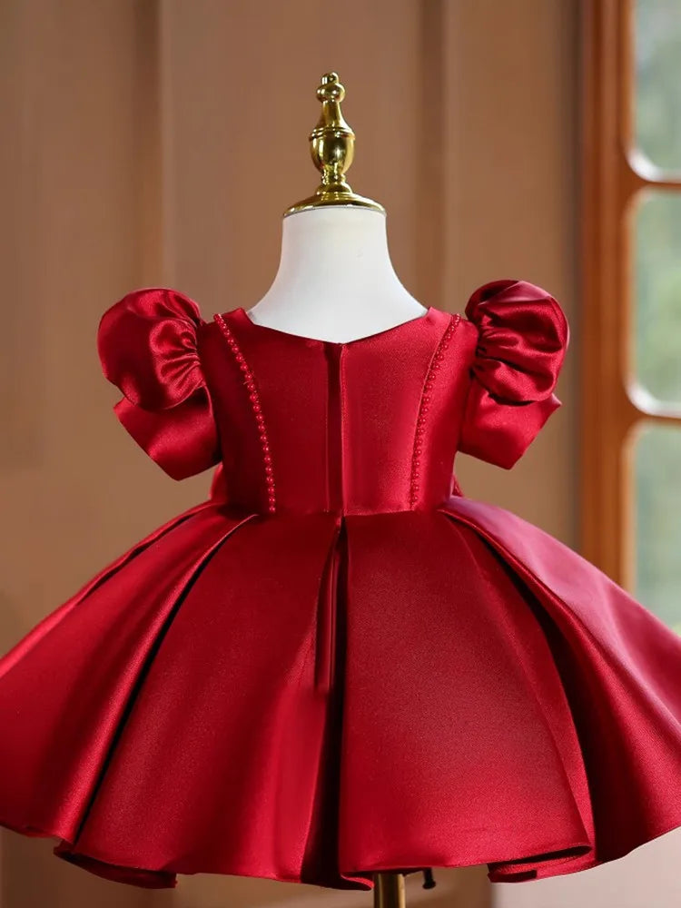 Ruby Satin Bow Twirl Dress