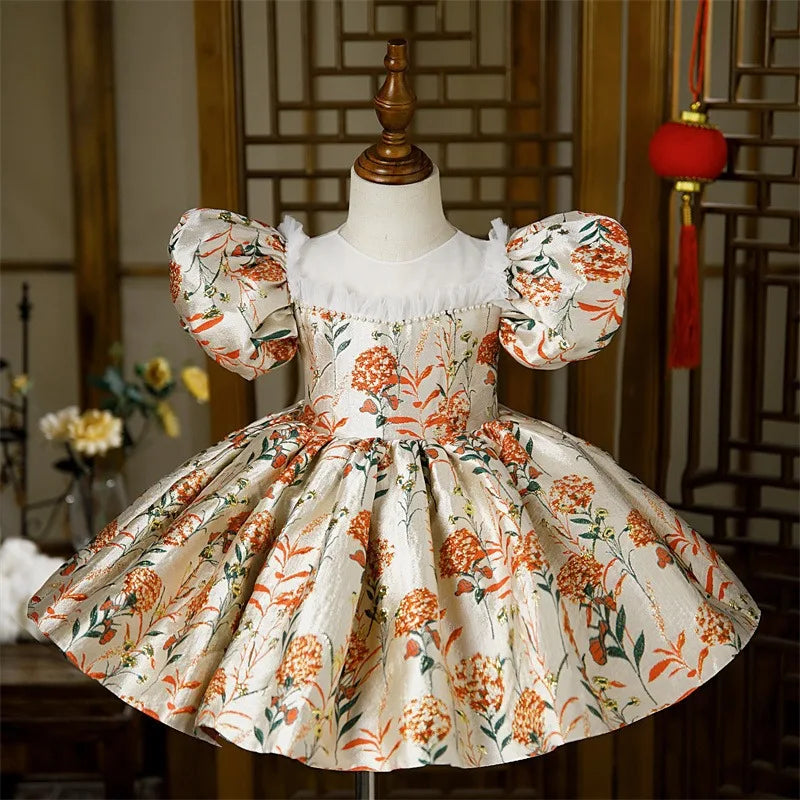 Autumn Blossom Brocade Dress