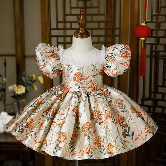 Autumn Blossom Brocade Dress