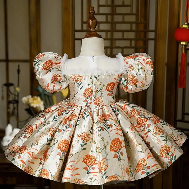 Autumn Blossom Brocade Dress