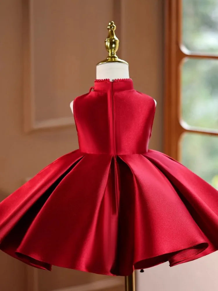 Crimson Silk Twirl Qipao Dress