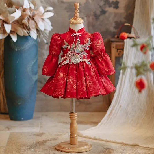 Crimson Blossom Princess Dress