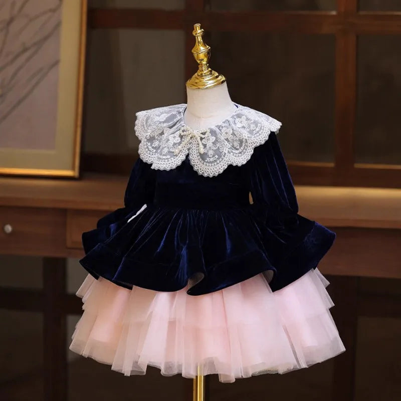 Midnight Velvet Lace Tutu Dress