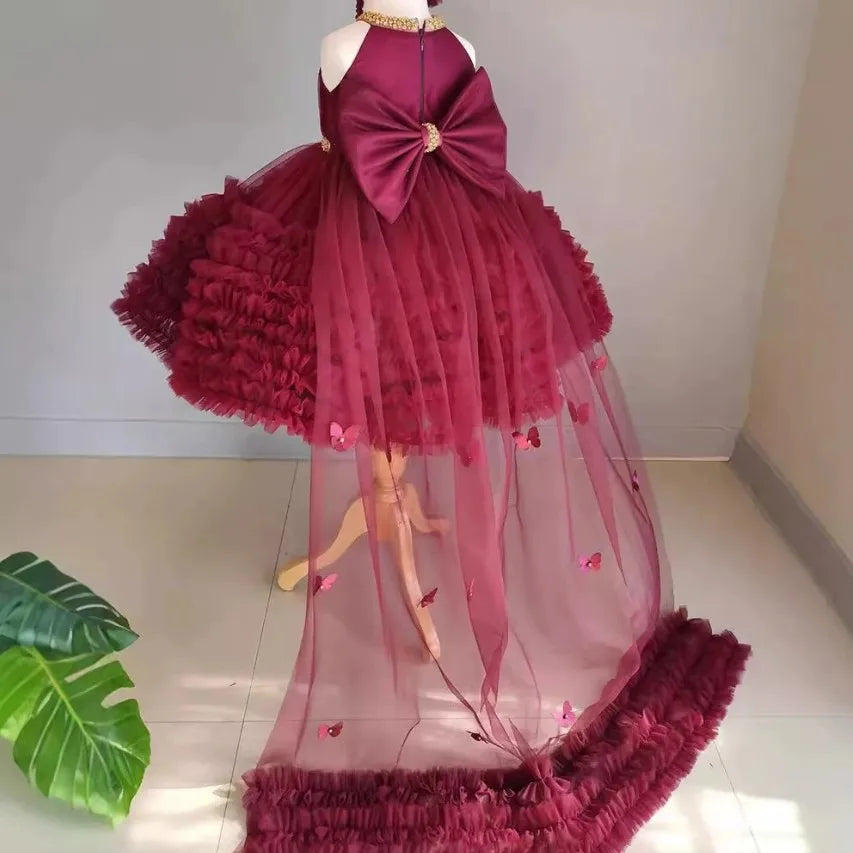Burgundy Ruffle Royale Gown