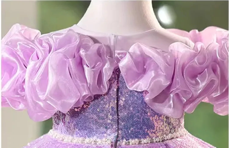 Lilac Stardust Ruffle Dress