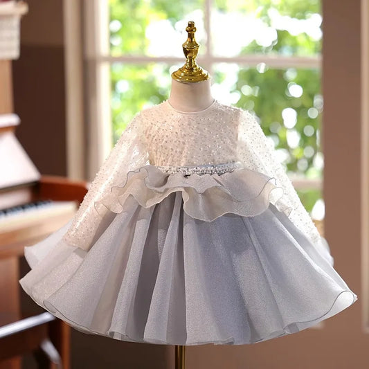 Frost Pearl Ruffle Dress