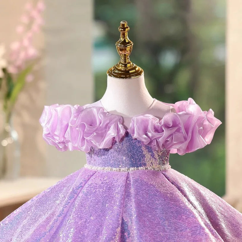 Lilac Stardust Ruffle Dress