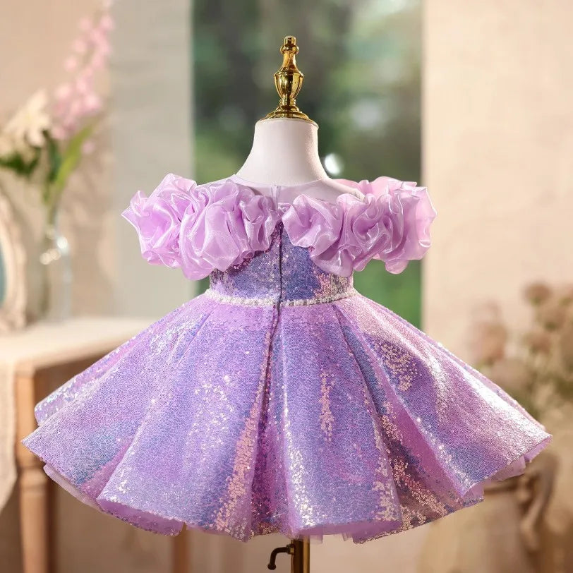 Lilac Stardust Ruffle Dress