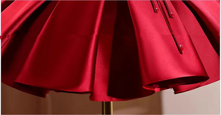 Crimson Silk Twirl Qipao Dress