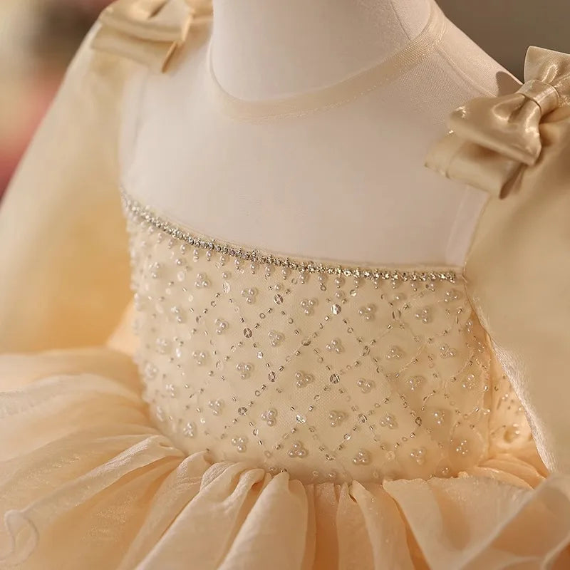 Golden Champagne Ruffle Gown