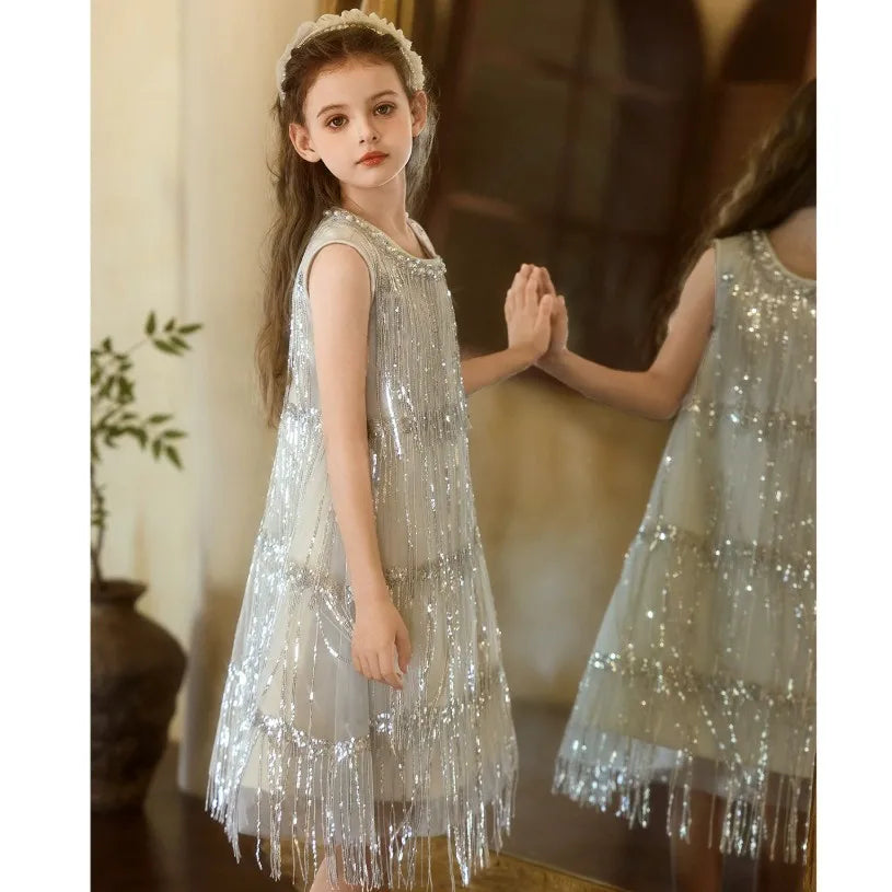 Champagne Stardust Fringe Dress