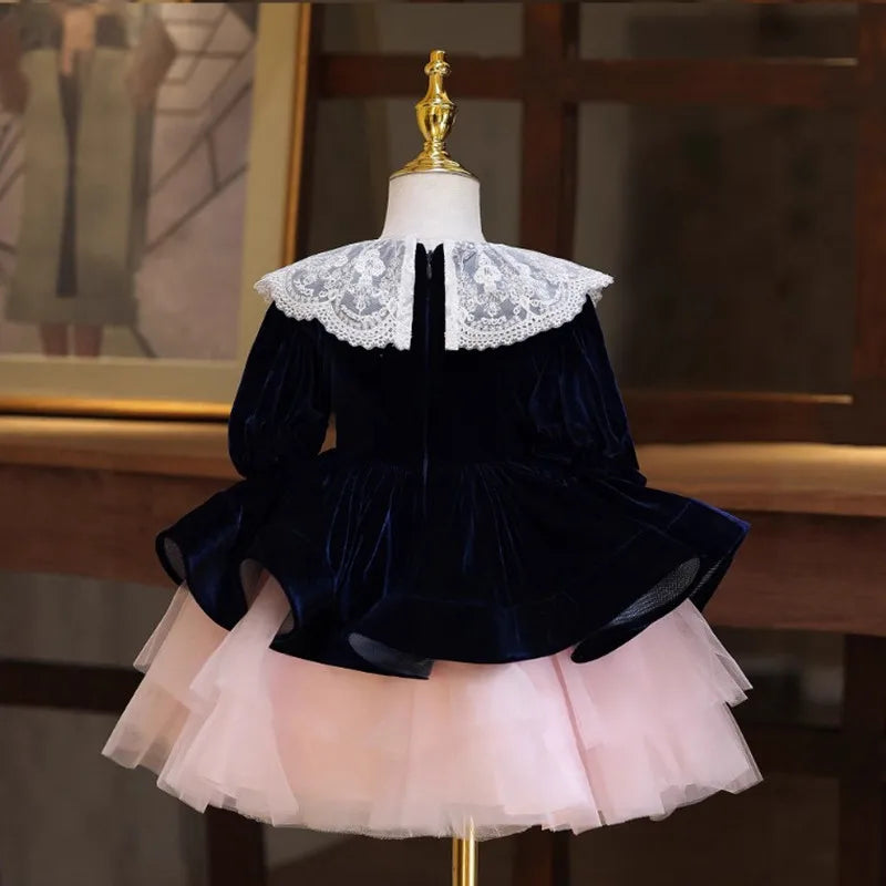 Midnight Velvet Lace Tutu Dress
