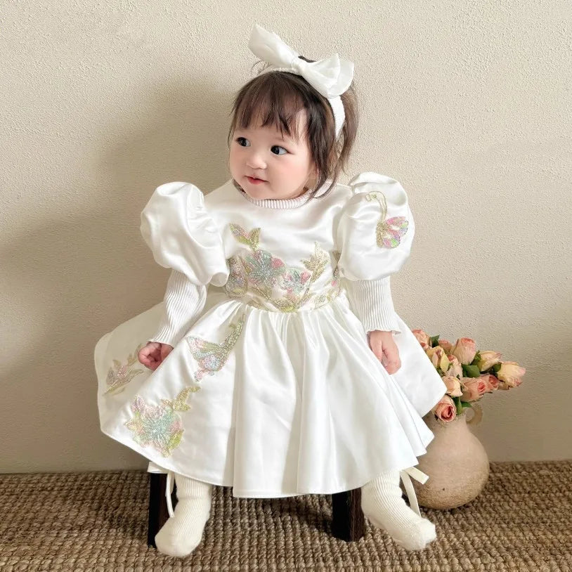 Snow Blossom Puff Dress