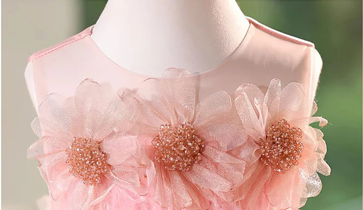 Blush Bloom Feather Tutu Dress