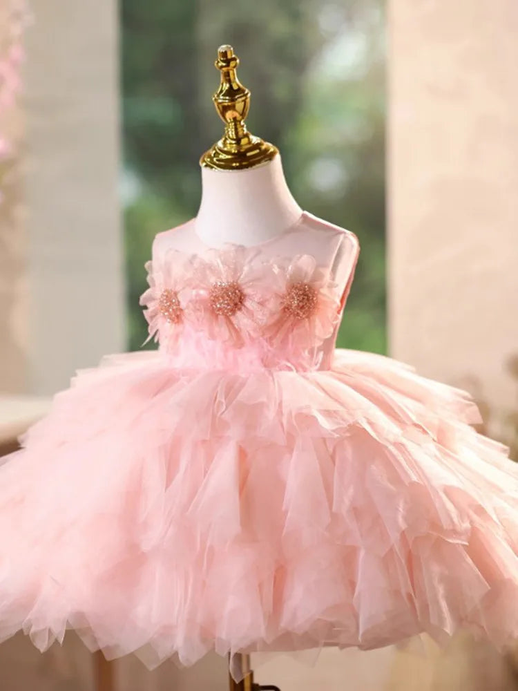 Blush Bloom Feather Tutu Dress