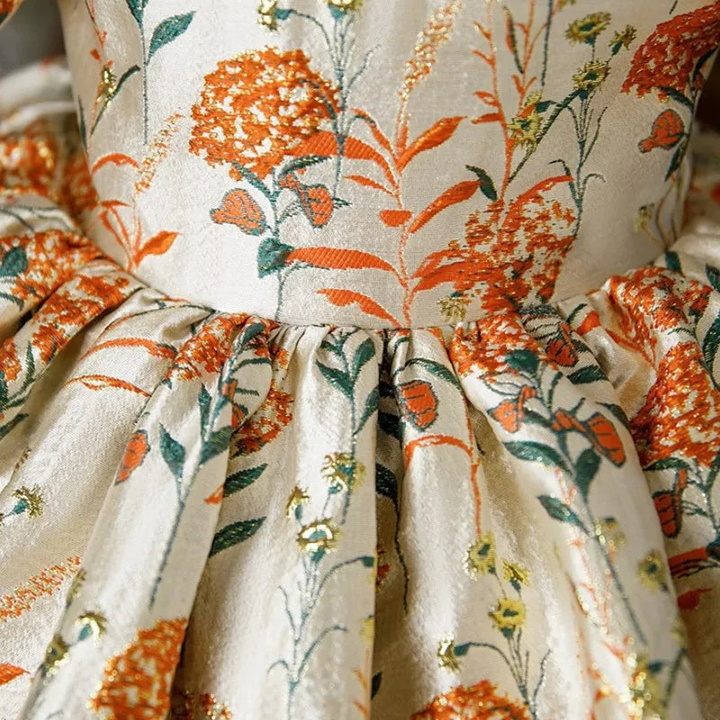 Autumn Blossom Brocade Dress