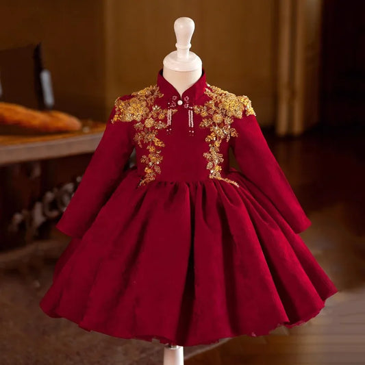 Crimson Imperial Bloom Dress