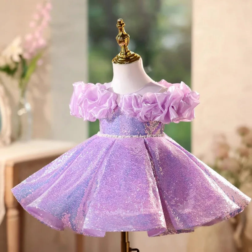 Lilac Stardust Ruffle Dress
