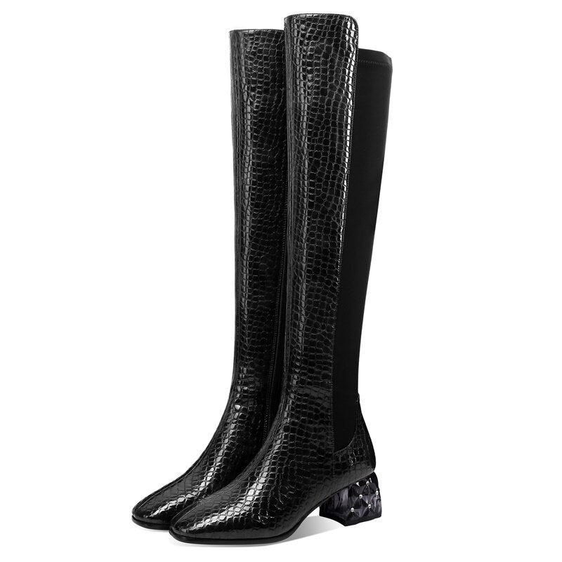New Genuine Leather Knee-High Boots