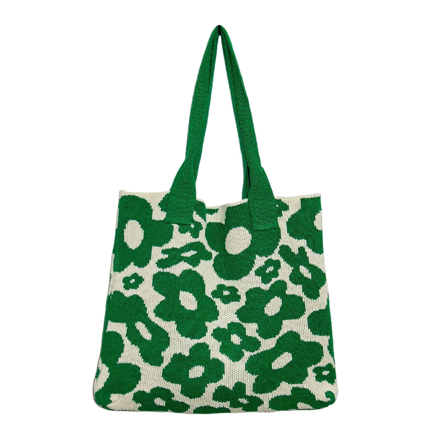 Trendy Knitted Flower Tote Bag