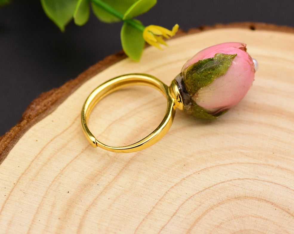 Handmade Natural Pearl Rose Ring