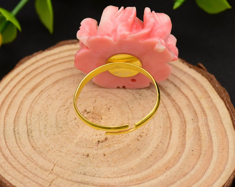 Handmade Coral Flower Ring