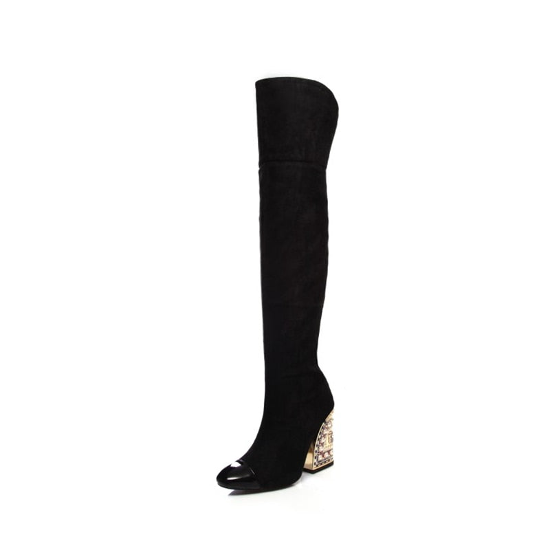 Sexy Pearl Heel Over-The-Knee Boots