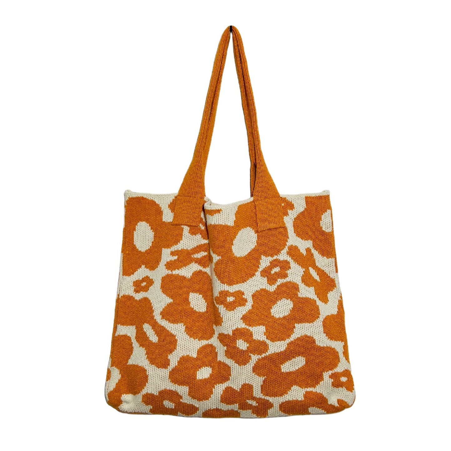 Trendy Knitted Flower Tote Bag
