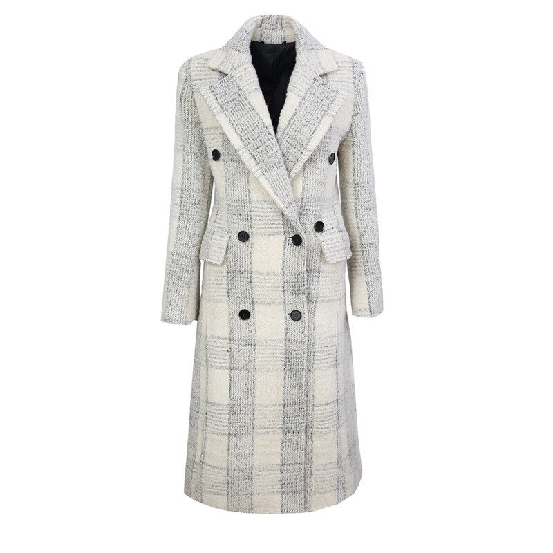 Elegant Plaid Woolen Coat
