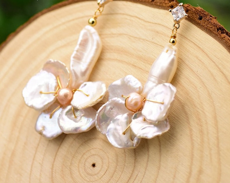 Handmade Natural Pearl Drop Earrings