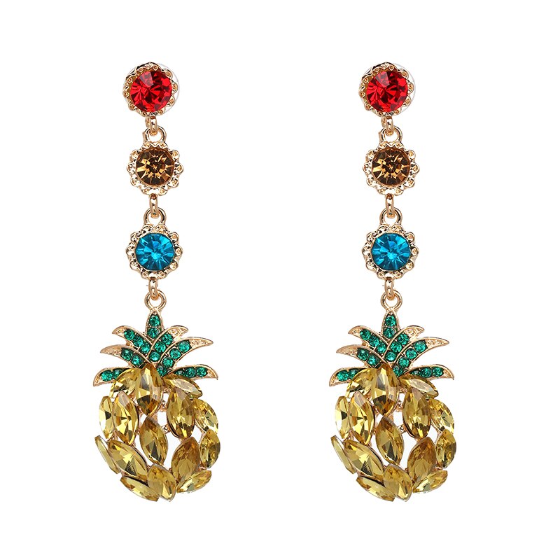 Fashion Summer Pineapple Crystal Earrings