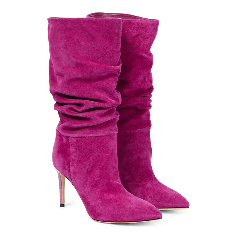 Colourful Pleated Stiletto Boots